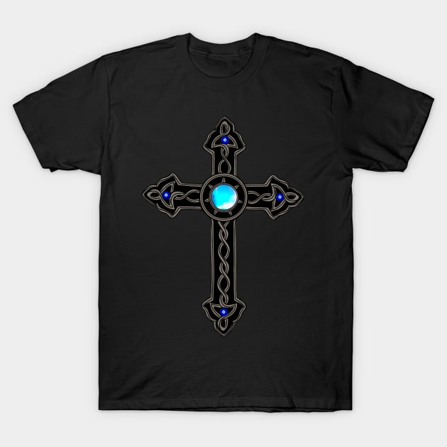 Cross Blue Stone Evil Eyes T-Shirt by SoLunAgua